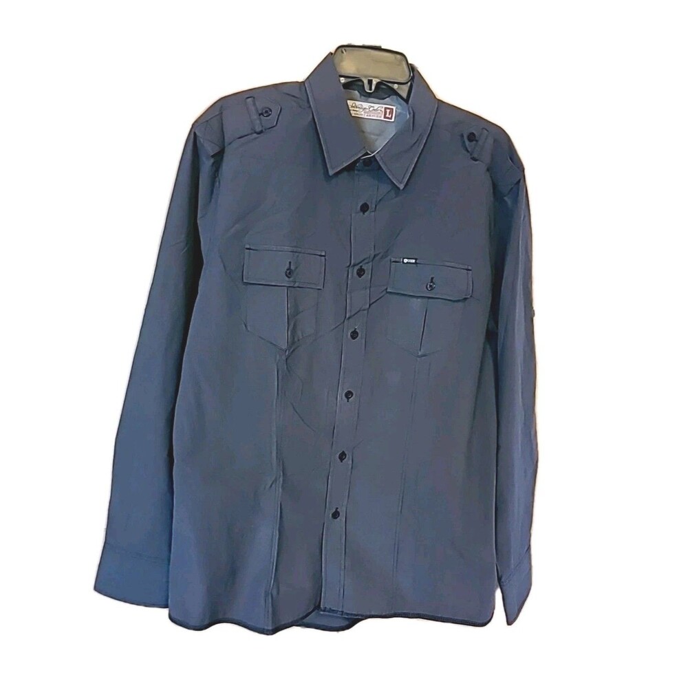 Sovereign Code*Shirt Mens XL* Black Button Up Roll Tab*Long Sleeve *Cotton Blend
